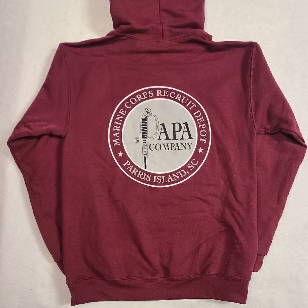 Marine Corps 4th Battalion Papa Company Logo Burgundy Hoodie